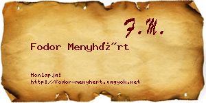 Fodor Menyhért névjegykártya